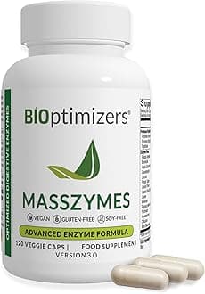 BiOptimizers MassZymes | Digestive Enzyme Supplement for Better Absorption | Stomach Bloating Relief, Constipation, and Gas for Men & Women | Contains Lipase, Amylase & Bromelain | 120 Capsules