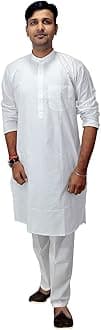Men's Indian Clothing Cotton Kurta Pajama Ethnic India Wear-Large