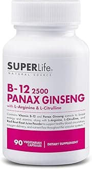 Fresh Start Vitamin B-12 2500 & Panax Ginseng with L-Arginine & L-Citrulline - Powerful Energy Booster | Supports Normal Blood Flow & Energy Metabolism | Supplement - 90 Capsules