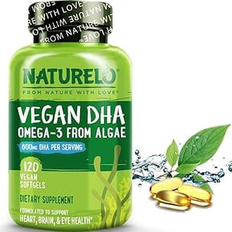 NATURELO Vegan DHA - Pure Omega3 Oil from Algae - Sustainable Benefits of Fish Oil (EPA/DHA) - No Smell Or Taste - Best for Vision & Brain Function Support - 120 Softgels | 2 Month Supply