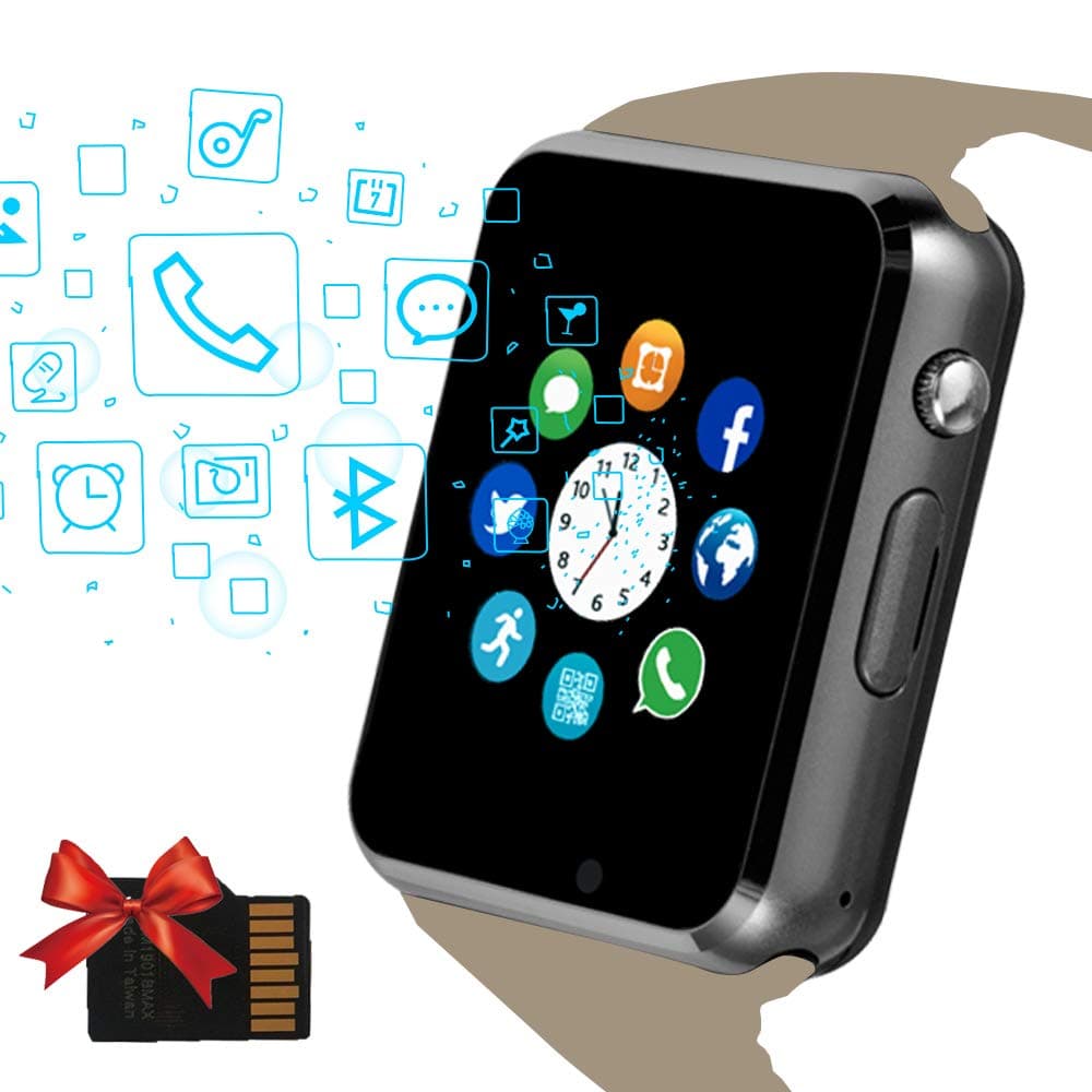 Janker SmartWatch, bluetooth Smart watch Compatible Android IOS Phones with Camera/SIM Card Slot for Call/Message Sedentary Reminder Pedometer Music Player Wrist Watch Phone for Men Women Kids