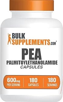 BulkSupplements.com Palmitoylethanolamide Capsules - Pea Supplement, Palmitoylethanolamide 600mg for Immmune Support - Gluten Free, 1 Capsule per Serving, 180 Capsules (Pack of 1)