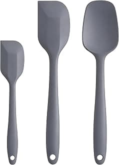 Silicone Spatula Set - Rubber Spatula - 600°F Heat Resistant Baking Spoon & Spatulas(Dark Grey)