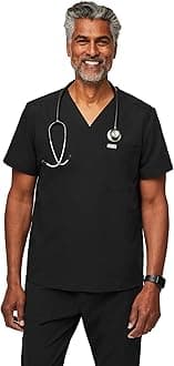 FIGS Chisec Scrub Top for Men – 3 Pockets, Tailored Fit, Squared V-Neck, 4-Way Stretch, Moisture-Wicking