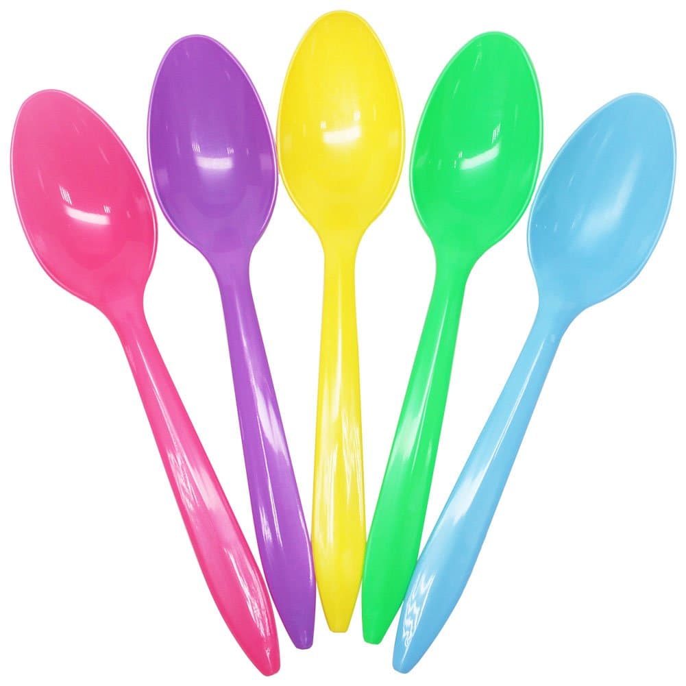 Karat U2008 (Rainbow) 5.5" PP Medium Weight Disposable Teaspoon, Rainbow (Pack of 1000)