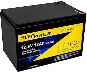 12V 12Ah LiFePO4 Lithium Battery, 2000+ Deep Cycle Rechargeable Battery for Solar Power, Lighting, Scooters, Power Wheels, Fish Finder, Outdoor Camping etc. Built-in 12A BMS