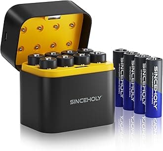 12Pcs 3600mWh Rechargeable AA Lithium Batteries 1.5V with Charger, 8 Bay Individual Battery Charger with Fast Charging