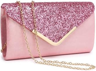 Dasein Women's Evening Clutch Bag, Pink With Gold-tone Hardware, 9.5" x 5" x 2"