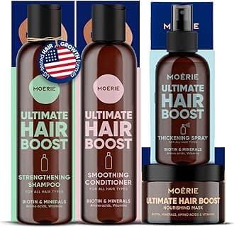 - Moérie Hair Growth Shampoo, Conditioner, Spray and Mask for Men and Women, Hair Loss Solution with Biotin and Rosemary, Thickening Hair Regrowth Set with Serum Level Care for Thinning Hair, 4 Set