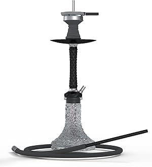 AGFYLIFE Hookah Set with Everything - 22" Aluminum Glass Hookah Set Premium Shisha Hookah Complete Set with 1 Hose, Glass Vase, Coal Holder, Black