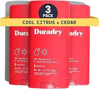 Duradry Clinical-Strength Antiperspirant Deodorant for Women and Men – Clean Formula with Natural Ingredients – Odor and Excessive Sweat Protection for Armpits–Limitless (Cool Citrus + Cedar),3 Pack
