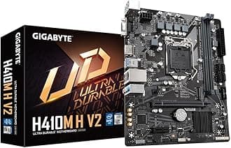 Gigabyte H410M H V2 Motherboard - Supports Intel Core 10th CPUs, up to 2933MHz DDR4 (OC), 1xPCIe 3.0 M.2, GbE LAN, USB 3.2 Gen 1