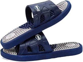 Men Acupressure Massage Slippers For Plantar Fasciitis, Foot Reflexology Sandals Arthritis Neuropathy Pain Relief Non-Slip Home Shower Massage Shoes Stress Relief Gifts (Color : Blue, Size : 44 EU)