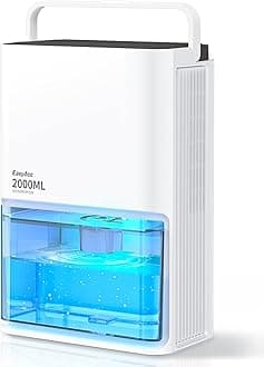 EasyAcc® Dehumidifiers for Home, 2000ml Dehumidifier Pro - 500-650ml/Day-3 Modes Speeds/Ultra Quiet/Auto Defrost 7 Colour LED Light Auto Shut Off - Ideal for Bedroom RV Car Kitchen Garage Damp White