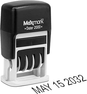 MaxMark Dater 2000, Self Inking Small Date Stamp with Ink Black