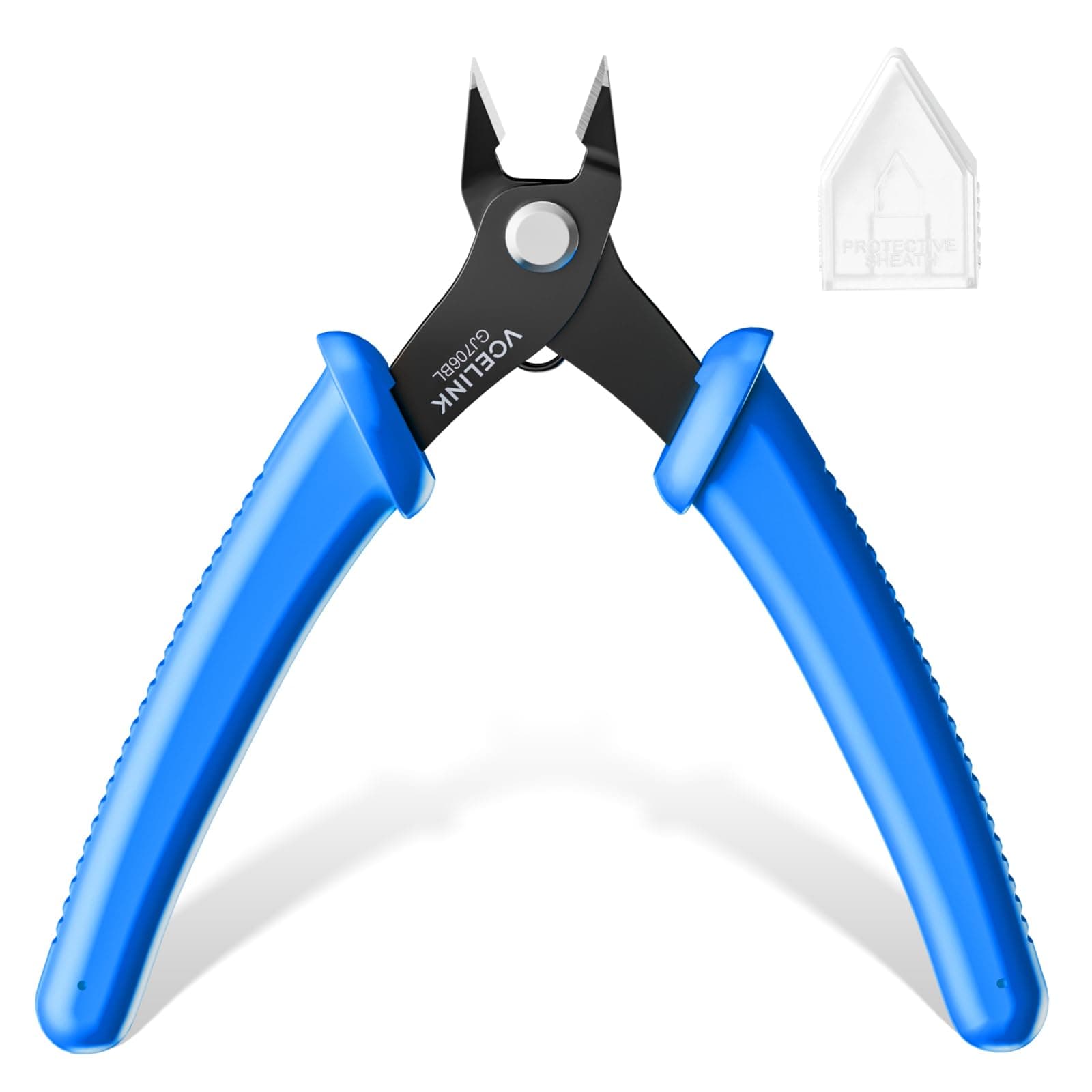 VCELINK Small Wire Cutter Spring-loaded GJ706BL, Precision Flush Cutter Pliers Diagonal Cutters for Electronics, Jewelry Making, Model Craft and 3D Printer, 5-Inch