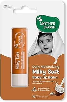 Mother Sparsh Milky Soft Baby Lip Balm For Nourishing Dry Chapped Lips|With Milk Protein,Coconut Oil & Shea Butter|Non-Sticky Lip Balm For Babies-4Gm,Brown