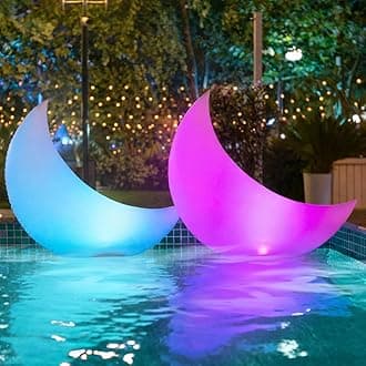 TIALLY Floating Pool Lights Solar Powered - 24" Ramadan Inflatable Light, Moon Floating Pool Decorations, Floating Solar Pool Lights for Swimming Pool, Weddings, Pool Party Decor (2 Pack)