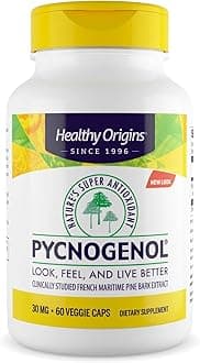 Healthy Origins Pycnogenol 30 mg (Nature's Super Antioxidant, Non-GMO, Gluten Free, Cardiovascular Support), 60 Veggie Caps