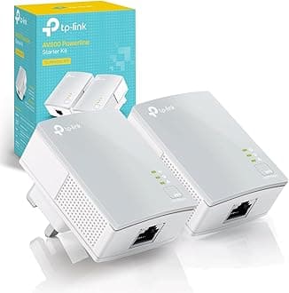 TL-PA4010 KIT AV600 Powerline Adapter Starter Kit, HomePlug AV2 Powerline Network Adapters, Up to 600Mbps, 1× Fast Ethernet Port, Plug and Play, Energy Saving Mode, 300M Range