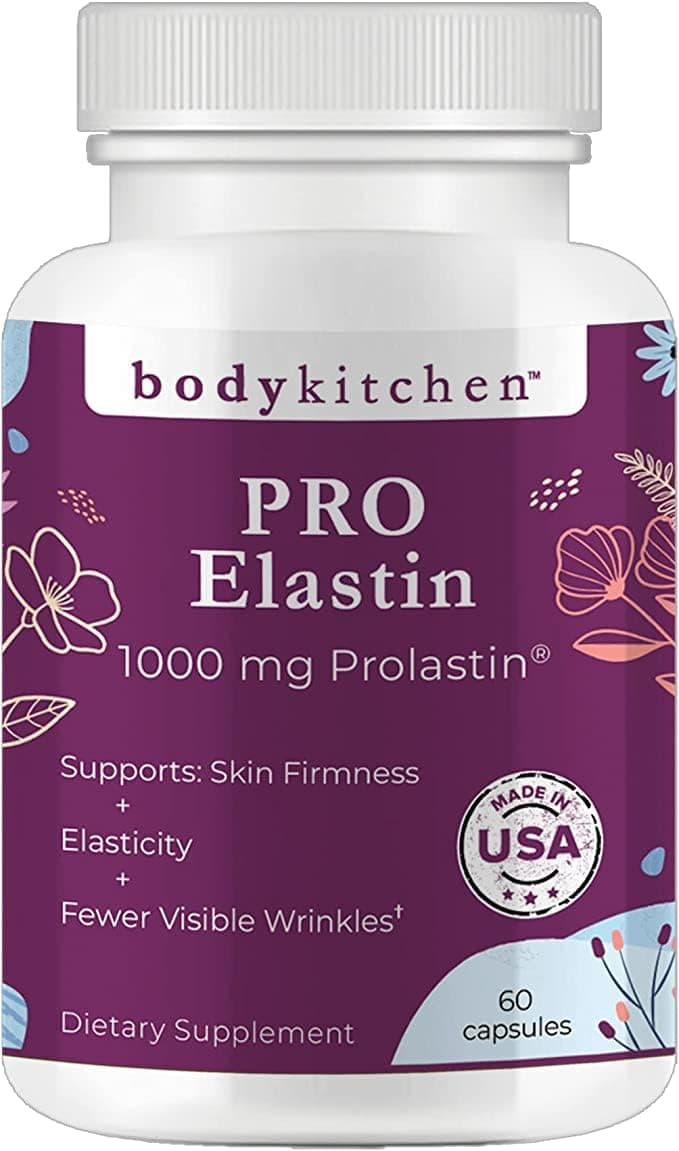 Body Kitchen Pro-Elastin, 1000 mg Elastin Supplement, Help Reduce Signs of Aging, Improved Skin Health, Firmness & Elasticity, Fewer Wrinkles, Veggie Caps, (Pack of 1)