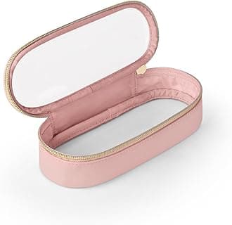 Clear Travel Makeup Brush Holder, Leather Makeup Brush Toiletry Bag, Pink, Small, Clear Travel Makeup Brush Bag