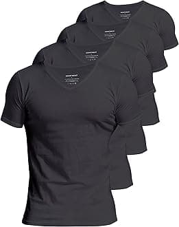 Comfneat Men's Undershirt 100% Cotton Short Sleeve T-Shirt with V-Neck (Pack of 4/6)
