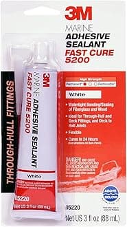 3M Marine Adhesive Sealant Fast Cure 5200 (05220) Permanent Bonding and Sealing for Boats and RVs Above and Below the Waterline Waterproof Repair, White, 3 fl oz Tube