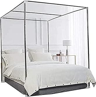 Canopy Bed Netting Stainless Steel Frame/Post Full/Queen Size 4 Corner Stainless Steel Bedding Canopy Frame Post Fit for Twin/Full/Queen/California King/King Size Metal Bed