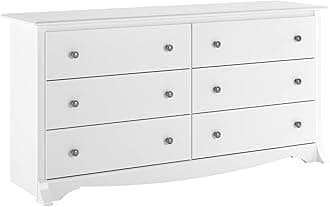 Sonoma 6-Drawer Double Dresser for Bedroom, Wide Chest of Drawers, Traditional Bedroom Furniture, 59" wide x 17.5" deep x 29" tall, White