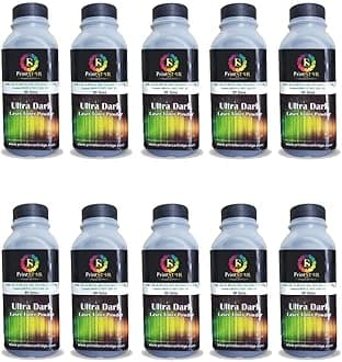 Print Star Ultra Dark Toner Powder for Use in Hp 88A. 78A, 36A, 83A, 35A, 85A Canon 925,328,326,337 Toner Cartrodge Pack of 10 (80GM)