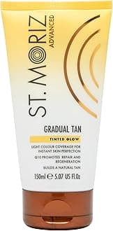 Advanced Tinted Gradual Tanning Lotion | Hydrating Gradual Tan Moisturiser with Anti-Ageing Q10 & Light Colour Coverage | Builds up a Natural Glow in 1 to 3 Applications | Vegan | 150ml