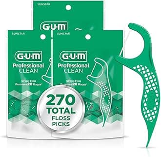 Professional Clean Floss Picks - Extra Strong Shred-Resistant Floss, Easy Grip Handle - Dental Flossers for Adults - Fresh Mint Flavor, 90 Count (Pack of 3) 270 Total