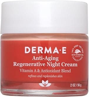 Derma E Anti-Aging Regenerative Night Cream – Firming Astaxanthin Moisturizer For Face – Lightweight Overnight Anti-Wrinkle Cream With Jojoba Oil And Vitamin E, 2 oz