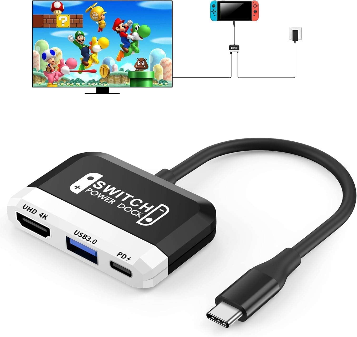 RREAKA Switch Dock for Nintendo Switch OLED, 3 in 1 Switch TV Adapter with 4K HDMI, USB 3.0 Port, Type C 100W Charging, Portable Switch Docking Station Travel, for Samsung Dex S24, MacBook