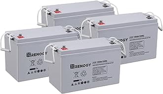 RenogyDeep Cycle AGM Battery 4-Pack 12 Volt 100Ah, 3% Self-Discharge Rate, 2000A Max Discharge Current, Safe Charge Most Home Appliances for RV, Camping, Cabin, Marine and Off-Grid System