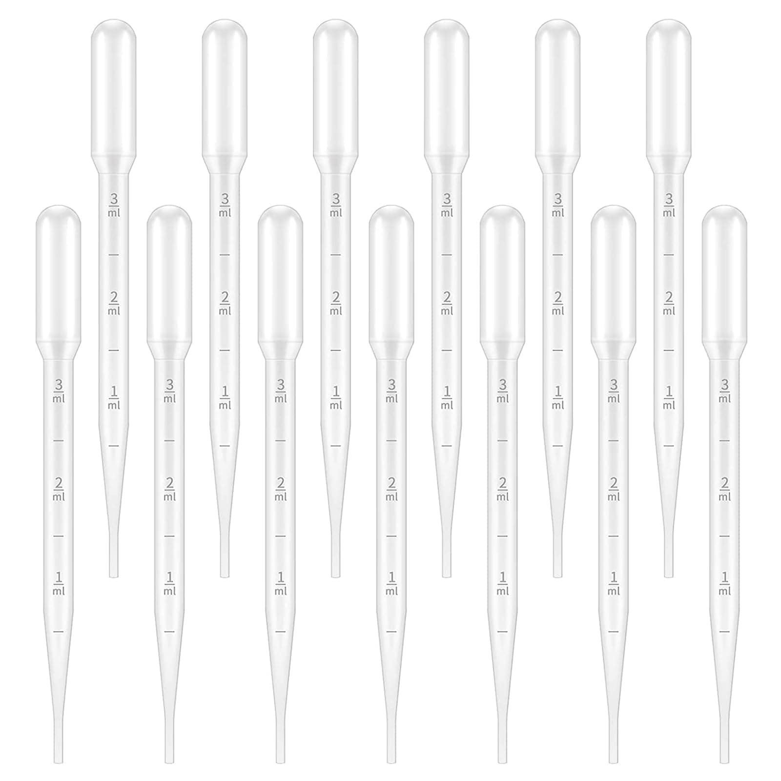 100 Pcs Pasteur Pipettes 3ml, Disposable Plastic Transfer Pipette Dropper Graduated Calibrated Lab Pipettes for Science Laboratory, Experiment, Make up Tool