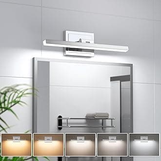 VOLISUN Modern Bathroom Vanity Light 15.7 inch, Rotatable, 12W Dimmable 5CCT Led Bathroom Light Fixture Over Mirror, Chrome Vanity Light for Bathroom Mirror Cabinets-ETL Certificated