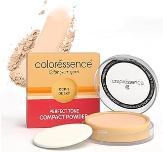 Coloressence Perfect Tone Compact Powder, Dusky, 10gm with FREE Applicator Puff | For All Skin Types | Long Lasting | Lightweight | Waterproof | Sweatproof