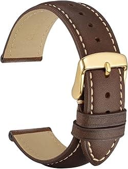 WOCCI Vintage Leather Watch Strap with Gold Buckle, Replacement Band for Men and Women, 14mm 15mm 16mm 17mm 18mm 19mm 20mm 21mm 22mm 23mm 24mm