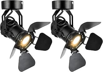 TISLYCO 2Pack Industrial Vintage Ceiling Wall Lamp, Adjustable Track Lighting Barn Door Design Black Wall ScONCES Indoor Spotlight Ceiling Spotlight for Hallway Stage Studio Theatre