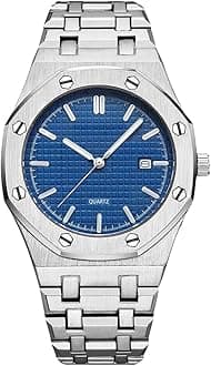 Men's Watches, Royalty Stainless Steel Quartz Movement Date Male Clock Waterproof Luminous Hands Casual Business Wrist Watches for Men