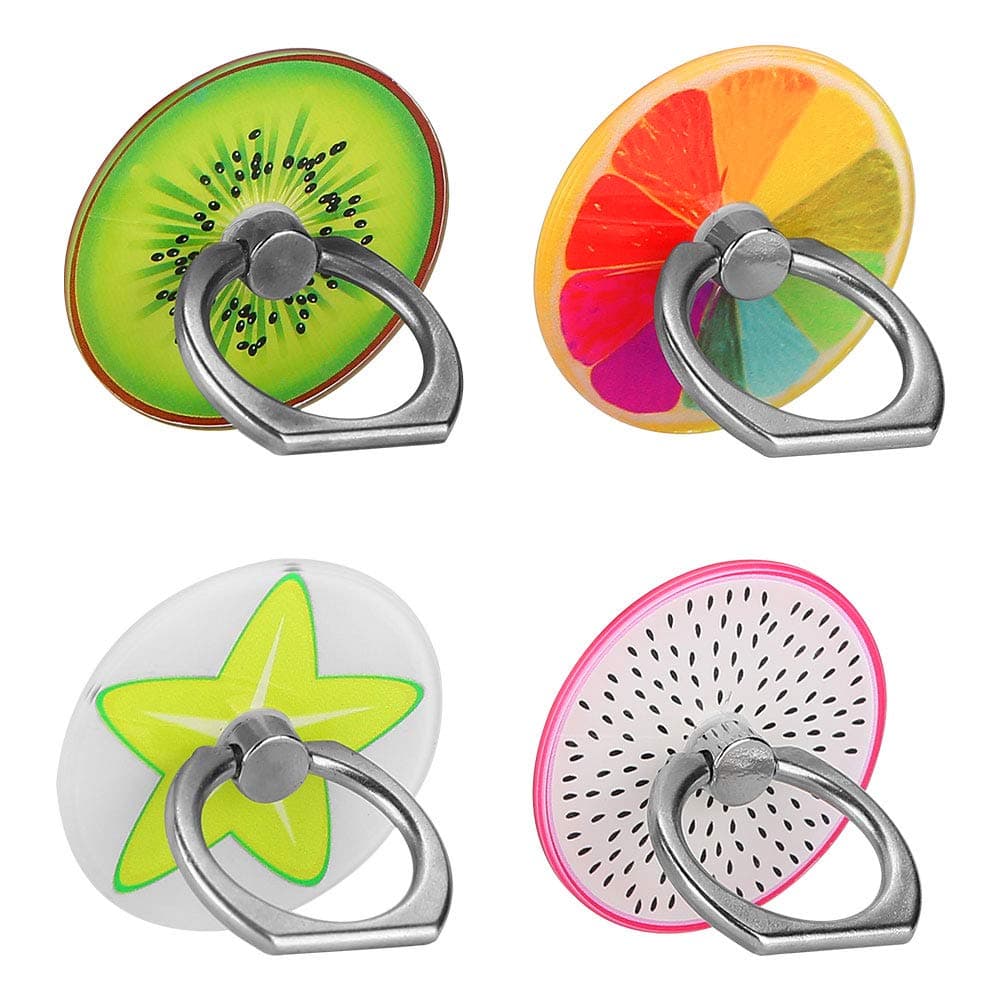 Fruit Cell Phone Ring Holder, Cute Ring Stand for Cell Phone, Colorful Phone Finger Ring Compatible for iPhone Xs/XS Max/XR (4 Pack - Colorful Fruits)