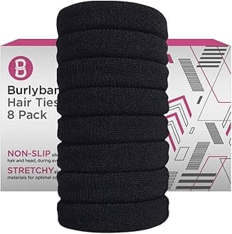 Large Hair Ties for Thick, Heavy or Curly Hair - Non-Slip, Non-Damage, Seamless Women's Ponytail Scrunchies - Black, 8 Pcs