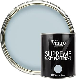 Vintro | Luxury Matt Emulsion | Smooth Chalky Finish | Multi Surface Paint | for Walls, Ceilings, Wood and Metal | 1L (Blue-Grey)