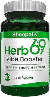 Sheopals Herb 69 Vibe Booster for Men | Ayurvedic Helps Increasing Vitality & Energy Booster | With Shudh Shilajit Safed Musli, Ashwagandha, Shatavari | 60 Capsules | Boosts Stamina & Performance