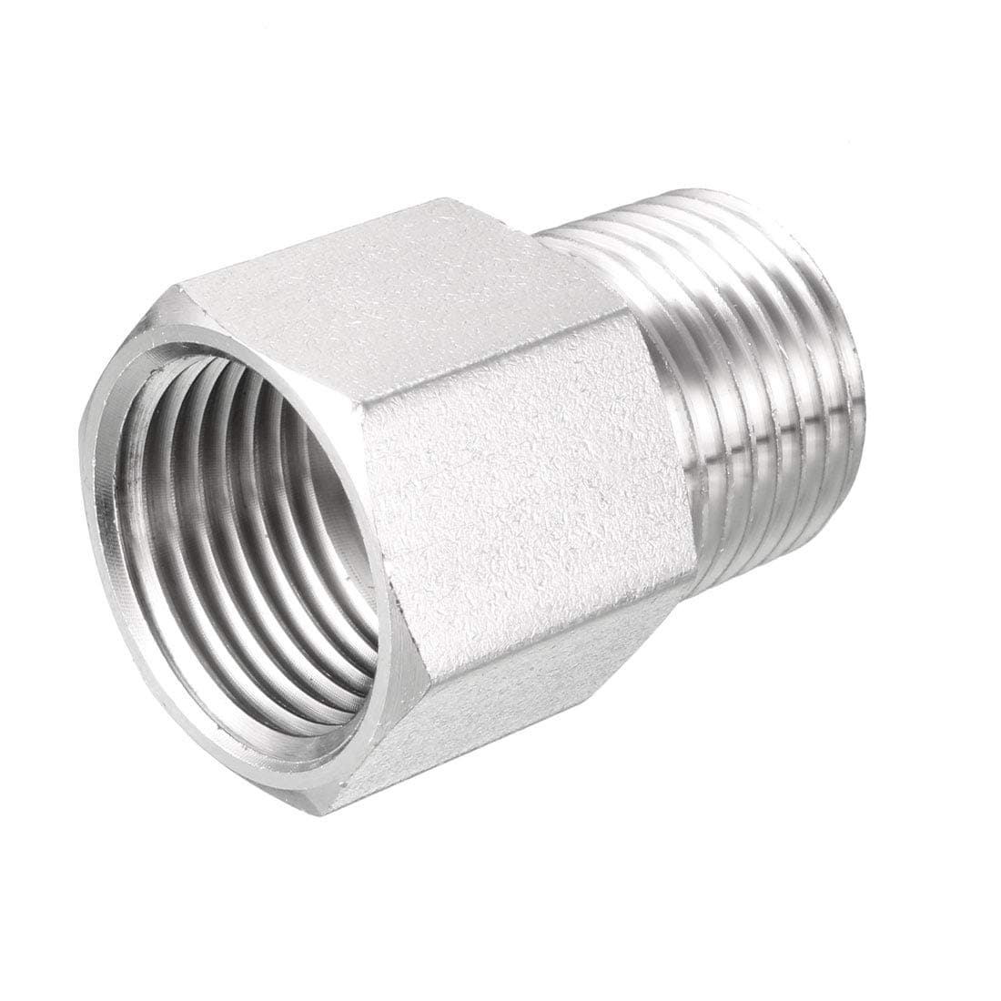 sourcing map Pipe Fitting Reducer Adapter 1/2 NPT Male to 1/2 G Female, Stainless Steel for Water Oil Air Pressure Gauge