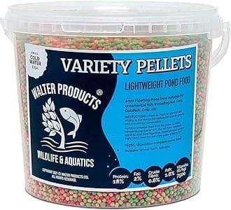 Walters Variety Pellets (10L Tub) | Pond Food for Goldfish, Koi and all Cold Water Pond Fish | Nutritional Floating Fish Food Pellets in Stay Fresh EasyTubs and Refill Bags
