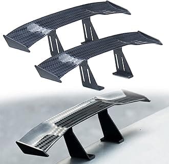 Srup Universal Car Mini Rear Spoiler Wings, Black, Plastic with Carbon Fiber Finish, Pack of 2