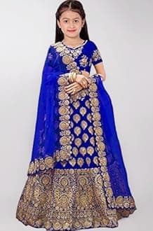 Girl's Satin KD Designer Heavy Work Semi-stitched Lehenga Choli Indian Etheric Wear, 2-16 Years